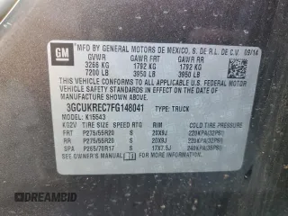2015 Chevrolet Silverado 1500 LT with VIN 3GCUKREC7FG148041, listed as a Copart auction lot 42621265 with 148,248 mi miles and Salvage Title. Bid and sale history available at carsss.com. Image 12.