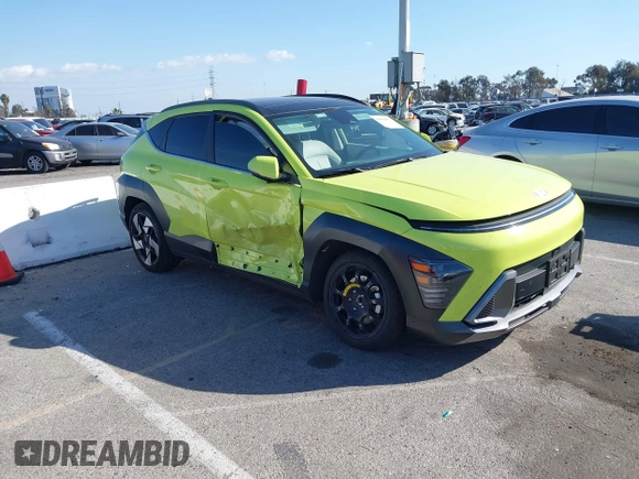 2024 Hyundai Kona Limited with VIN KM8HE3A32RU108653, listed as a IAAI auction lot 41550477 with 9,338 mi miles. Bid and sale history available at carsss.com. Image 1.