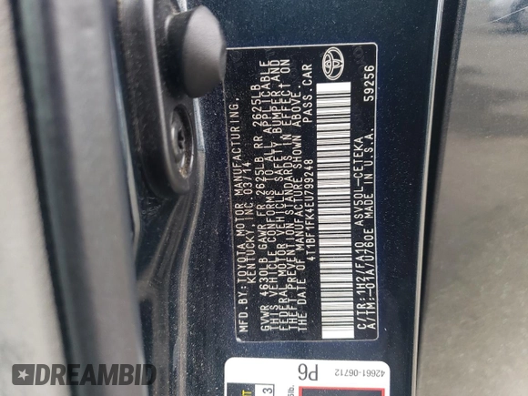 2014 Toyota Camry L with VIN 4T1BF1FK4EU799248, listed as a Copart auction lot 51527115 with 176,205 mi miles and Salvage Title. Bid and sale history available at carsss.com. Image 14.