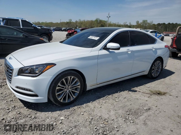 2017 Genesis G80 3.8L z VIN KMHGN4JE6HU174446, wystawiony jako Copart lot #50921035 z przebiegiem 76 051 mil mil oraz Szkody całkowita. Historia ofert i sprzedaży dostępna na DreamBid. Obrazek 1.