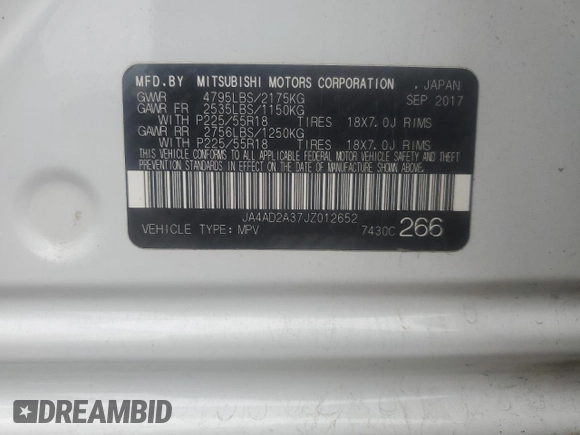 2018 Mitsubishi Outlander ES z VIN JA4AD2A37JZ012652, wystawiony jako Copart lot #56644495 z przebiegiem 165 941 mil mil oraz Szkoda całkowita • Salvage title. Historia ofert i sprzedaży dostępna na DreamBid. Obrazek 13.