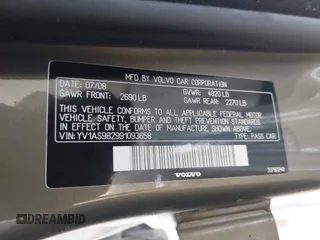 2009 Volvo S80 I6 с VIN YV1AS982991093658, выставлен на аукционе IAAI как лот 42434663 с пробегом 129 225 миль миль и . История ставок и продаж доступна на DreamBid. Изображение 9.