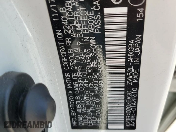 2017 Toyota Prius Plus with VIN JTDKARFP2H3060970, listed as a Copart auction lot 66115595 with 98,235 mi miles and Salvage title. Bid and sale history available at DreamBid. Image 12.