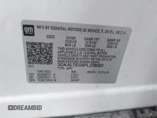 2023 GMC Terrain SLE with VIN 3GKALTEG6PL238083, listed as a IAAI auction lot 42583941 with 65,892 mi miles and . Bid and sale history available at DreamBid. Image 9.