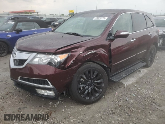 2012 Acura MDX Advance with VIN 2HNYD2H69CH534233, listed as a Copart auction lot 59426515 with 91,902 mi miles and Salvage title. Bid and sale history available at DreamBid. Image 1.