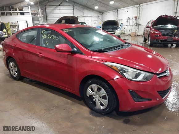 2016 Hyundai Elantra SE with VIN KMHDH4AE9GU573652, listed as a IAAI auction lot 41652780 with 124,897 mi miles. Bid and sale history available at carsss.com. Image 1.