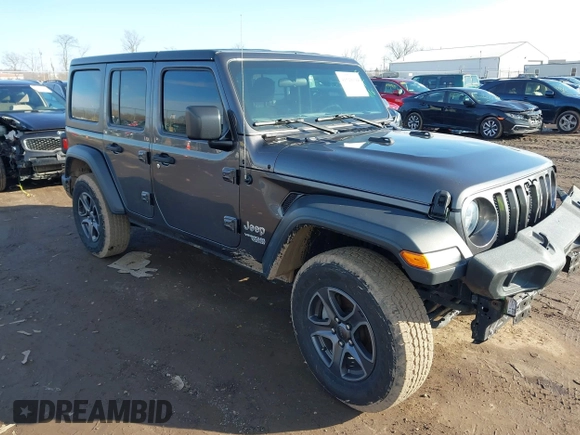 2018 Jeep Wrangler Unlimited Sport S with VIN 1C4HJXDN0JW255003, listed as a IAAI auction lot 41528394 with 55,660 mi miles and . Bid and sale history available at DreamBid. Image 1.