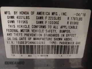2017 Acura ILX with VIN 19UDE2F34HA000283, listed as a IAAI auction lot 41468317 with 58,566 mi miles. Bid and sale history available at carsss.com. Image 9.