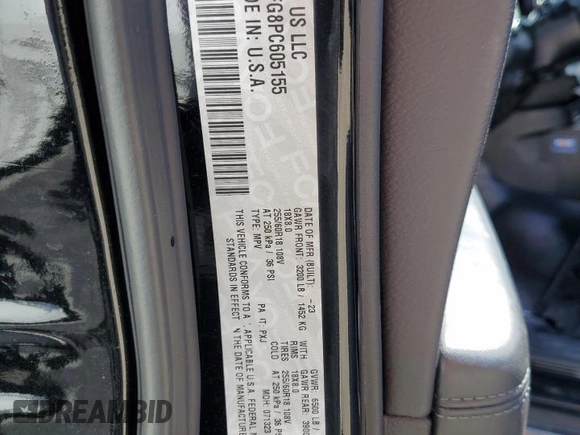 2023 Dodge Durango Pursuit with VIN 1C4RDJFG8PC605155, listed as a Copart auction lot 50243075 with 25,883 mi miles and Salvage title. Bid and sale history available at DreamBid. Image 13.
