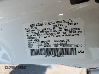 2021 Infiniti Q60 Luxe с VIN JN1EV7KL3MM470046, выставлен на аукционе Copart как лот 57998345 с пробегом 36 378 миль миль и Списание • Salvage title. История ставок и продаж доступна на DreamBid. Изображение 12.