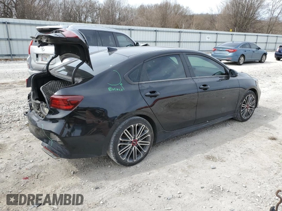 2022 Kia Forte GT with VIN 3KPF44AC0NE456173, listed as a Copart auction lot 48907565 with 36,508 mi miles and Salvage Title. Bid and sale history available at carsss.com. Image 3.