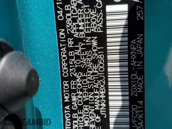 2018 Toyota C-HR XLE z VIN JTNKHMBX2J1005811, wystawiony jako Copart lot #59162315 z przebiegiem 35 191 mil mil oraz Szkoda całkowita • Salvage title. Historia ofert i sprzedaży dostępna na DreamBid. Obrazek 13.