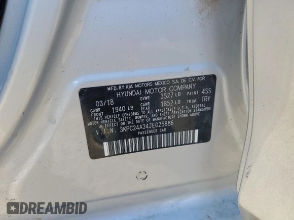2018 Hyundai Accent SEL with VIN 3KPC24A34JE025886, listed as a Copart auction lot 77637424 with 98,212 mi miles and Salvage Title. Bid and sale history available at carsss.com. Image 14.