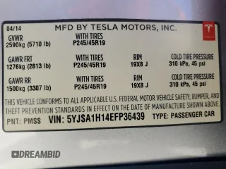 2014 Tesla Model S 60 z VIN 5YJSA1H14EFP36439, wystawiony jako Copart lot #65833035 z przebiegiem 66 090 mil mil oraz Czysty tytuł • Clean title. Historia ofert i sprzedaży dostępna na DreamBid. Obrazek 12.