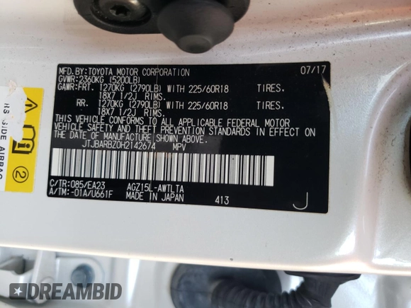2017 Lexus NX 200t z VIN JTJBARBZ0H2142674, wystawiony jako Copart lot #80625184 z przebiegiem 105 990 mil mil oraz Szkoda całkowita • Salvage title. Historia ofert i sprzedaży dostępna na DreamBid. Obrazek 13.