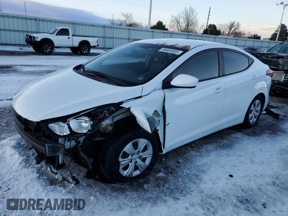 2016 Hyundai Elantra SE with VIN 5NPDH4AE4GH677674, listed as a Copart auction lot 88665955 with 186,075 mi miles and Salvage Title. Bid and sale history available at DreamBid. Image 1.