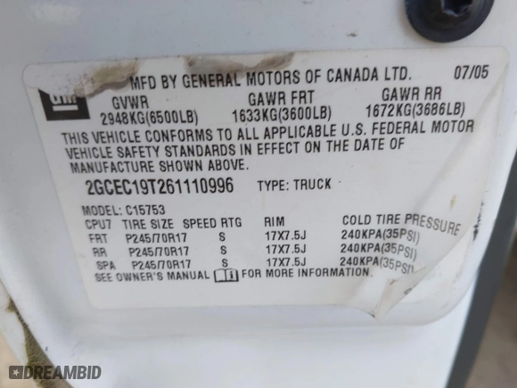 2006 Chevrolet Silverado 1500 LT1 with VIN 2GCEC19T261110996, listed as a IAAI auction lot 41721472 with 242,319 mi miles. Bid and sale history available at carsss.com. Image 9.