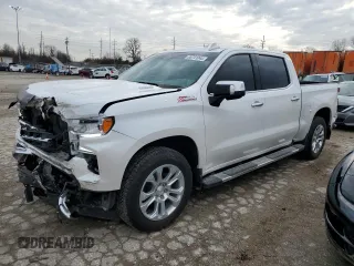 2023 Chevrolet Silverado 1500 LTZ with VIN 3GCUDGE87PG355184, listed as a Copart auction lot 85741044 with 44,075 mi miles and Salvage Title. Bid and sale history available at carsss.com. Image 1.