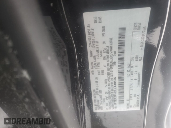 2020 Ford Ranger XL with VIN 1FTER1FH3LLA40526, listed as a Copart auction lot 43973655 with 38,943 mi miles and Salvage Title. Bid and sale history available at DreamBid. Image 14.
