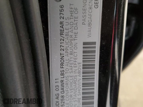 2012 Audi A6 Premium Plus z VIN WAUBGAFC8CN003521, wystawiony jako Copart lot #53346645 z przebiegiem 118 912 mil mil oraz Szkoda całkowita • Salvage title. Historia ofert i sprzedaży dostępna na DreamBid. Obrazek 12.