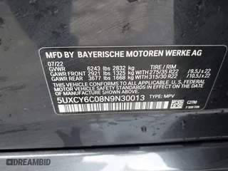 2022 BMW X6 xDrive40i with VIN 5UXCY6C08N9N30013, listed as a IAAI auction lot 41772245 with 23,198 mi miles. Bid and sale history available at carsss.com. Image 9.