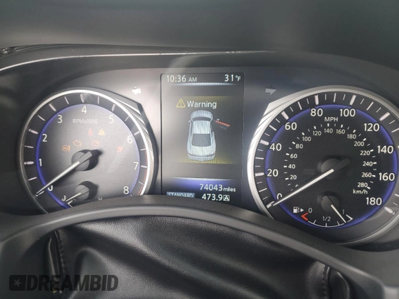 2017 Infiniti Q60 Premium with VIN JN1CV7EL4HM320567, listed as a Copart auction lot 79455314 with 74,043 mi miles and Salvage title. Bid and sale history available at DreamBid. Image 9.