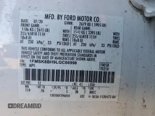2020 Ford Explorer with VIN 1FMSK8BH9LGC66998, listed as a Copart auction lot 43738485 with 91,879 mi miles and Clean Title. Bid and sale history available at carsss.com. Image 13.