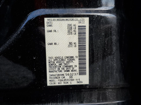 2022 Nissan LEAF S with VIN 1N4AZ1BVXNC563237, listed as a Copart auction lot 50106515 with 44,295 mi miles and Salvage Title. Bid and sale history available at DreamBid. Image 16.