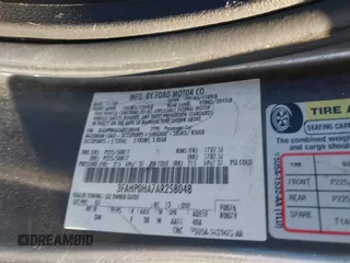 2010 Ford Fusion SE with VIN 3FAHP0HA7AR258048, listed as a IAAI auction lot 41208669 with 157,985 mi miles. Bid and sale history available at carsss.com. Image 9.