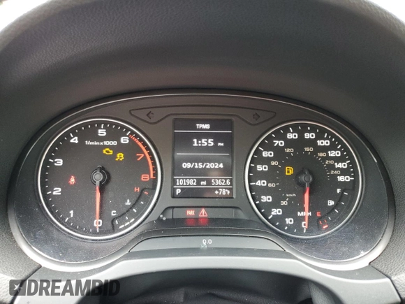 2015 Audi A3 with VIN WAU7FLFF3F1036856, listed as a Copart auction lot 71719644 with 101,982 mi miles and Salvage title. Bid and sale history available at DreamBid. Image 9.