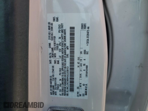 2017 Lincoln MKC Reserve with VIN 5LMCJ3C95HUL03813, listed as a Copart auction lot 55689815 with 149,766 mi miles and Salvage title. Bid and sale history available at DreamBid. Image 13.