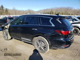 2019 Infiniti QX60 Luxe z VIN 5N1DL0MM1KC561598, wystawiony jako Copart lot #46123045 z przebiegiem 91 619 mil mil oraz Szkody całkowita. Historia ofert i sprzedaży dostępna na DreamBid. Obrazek 2.