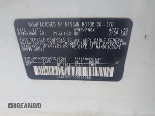 2012 Nissan LEAF SL with VIN JN1AZ0CP6CT018088, listed as a IAAI auction lot 42176194 with 53,037 mi miles. Bid and sale history available at carsss.com. Image 9.