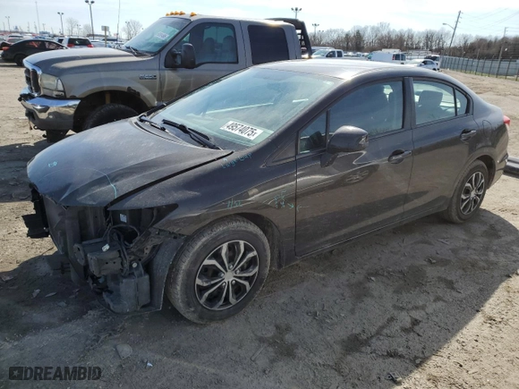 2013 Honda Civic Sdn LX with VIN 19XFB2F57DE010895, listed as a Copart auction lot 49574075 with 152,246 mi miles and Salvage Title. Bid and sale history available at carsss.com. Image 1.
