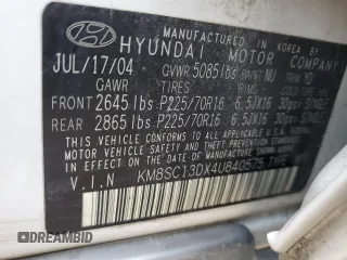 2004 Hyundai Santa Fe GLS with VIN KM8SC13DX4U840575, listed as a Copart auction lot 48711555 with 130,096 mi miles and Salvage Title. Bid and sale history available at DreamBid. Image 14.