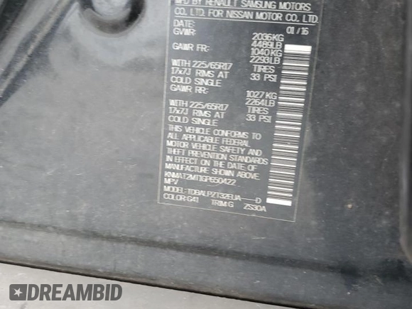 2016 Nissan Rogue S with VIN KNMAT2MT1GP650422, listed as a Copart auction lot 43955975 with 186,620 mi miles and Salvage Title. Bid and sale history available at DreamBid. Image 14.