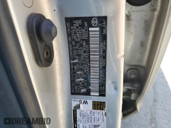 2005 Toyota Prius with VIN JTDKB20U457051629, listed as a Copart auction lot 52400195 with 163,771 mi miles and Salvage Title. Bid and sale history available at carsss.com. Image 12.