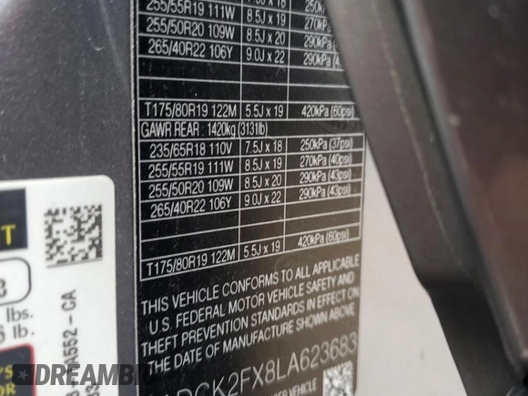 2020 Jaguar F-Pace 25t Prestige with VIN SADCK2FX8LA623683, listed as a Copart auction lot 49636174 with 56,973 mi miles and Salvage title. Bid and sale history available at DreamBid. Image 13.