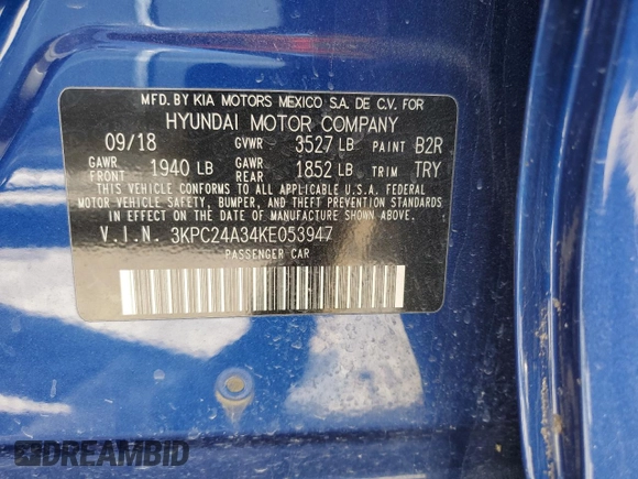 2019 Hyundai Accent SE with VIN 3KPC24A34KE053947, listed as a Copart auction lot 75590504 with 150,686 mi miles and Salvage Title. Bid and sale history available at carsss.com. Image 12.