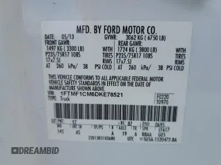 2013 Ford F-150 XL z VIN 1FTMF1CM6DKE78521, wystawiony jako Copart lot #53265605 z przebiegiem 245 087 mil mil oraz Szkoda całkowita • Salvage title. Historia ofert i sprzedaży dostępna na DreamBid. Obrazek 12.
