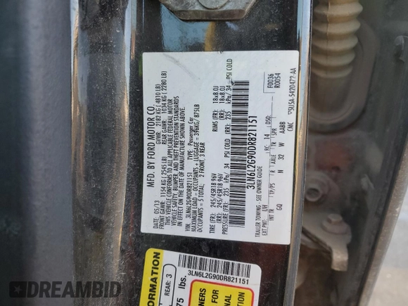 2013 Lincoln MKZ с VIN 3LN6L2G90DR821151, выставлен на аукционе Copart как лот 45741345 с пробегом 117 216 миль миль и Списание • Salvage title. История ставок и продаж доступна на DreamBid. Изображение 12.