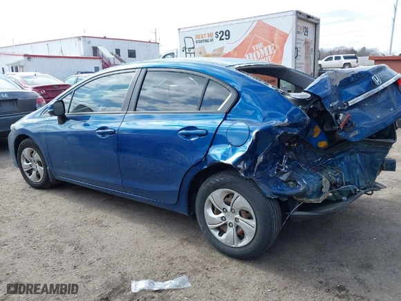 2013 Honda Civic Sdn LX with VIN 2HGFB2F51DH599626, listed as a IAAI auction lot 41628043 with 72,517 mi miles. Bid and sale history available at carsss.com. Image 3.