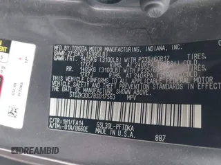 2011 Toyota Sienna with VIN 5TDZK3DC7BS017563, listed as a IAAI auction lot 41442444 with 259,547 mi miles. Bid and sale history available at carsss.com. Image 9.