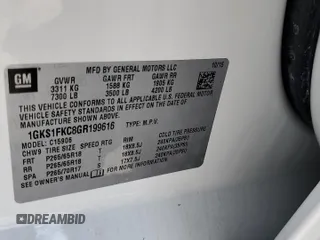2016 GMC Yukon XL SLE with VIN 1GKS1FKC8GR199616, listed as a Copart auction lot 74688464 with 73,587 mi miles and Non Repairable. Bid and sale history available at carsss.com. Image 13.