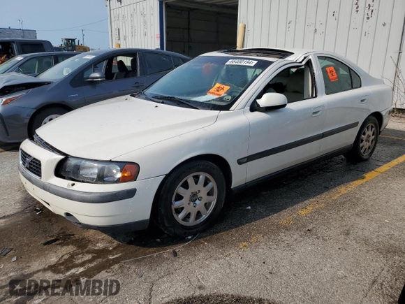 2002 Volvo S60 with VIN YV1RS61R522139334, listed as a Copart auction lot 66400194 with 0 mi miles and Salvage Title. Bid and sale history available at carsss.com. Image 1.