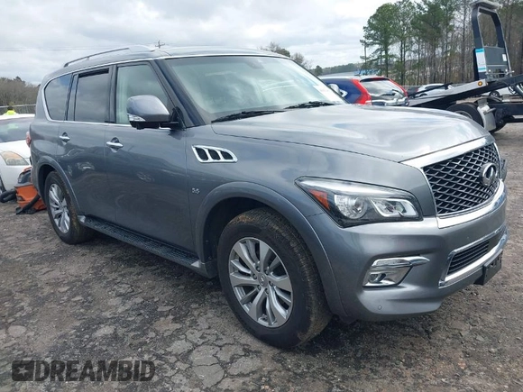2017 Infiniti QX80 with VIN JN8AZ2NE1H9151466, listed as a IAAI auction lot 41813407 with 82,428 mi miles. Bid and sale history available at carsss.com. Image 1.