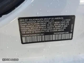 2021 Volkswagen Passat 2.0T S with VIN 1VWAA7A35MC001391, listed as a Copart auction lot 84613954 with 93,368 mi miles and Non Repairable. Bid and sale history available at carsss.com. Image 12.