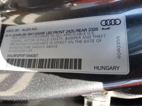 2015 Audi A3 2.0T Premium with VIN WAUBFGFFXF1064087, listed as a Copart auction lot 48153875 with 135,524 mi miles and Salvage Title. Bid and sale history available at carsss.com. Image 12.
