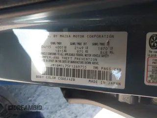 2015 Mazda 3 i Touring with VIN JM1BM1L75F1269755, listed as a IAAI auction lot 41634437 with 86,695 mi miles and . Bid and sale history available at carsss.com. Image 9.