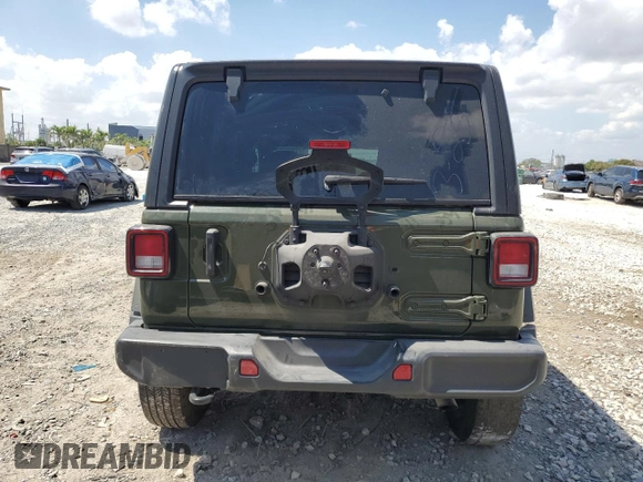 2022 Jeep Wrangler Unlimited Sahara with VIN 1C4HJXEN3NW242458, listed as a Copart auction lot 48148815 with 26,154 mi miles and Salvage Title. Bid and sale history available at DreamBid. Image 6.